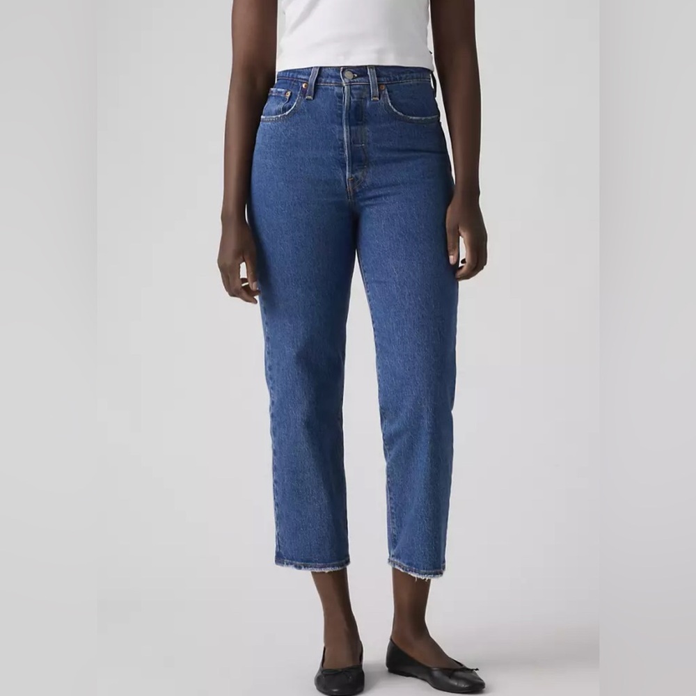 Levi’s Ribcage Straight Blue Jeans Ankle Size 31 High Rise Cropped Denim - Picture 11 of 11